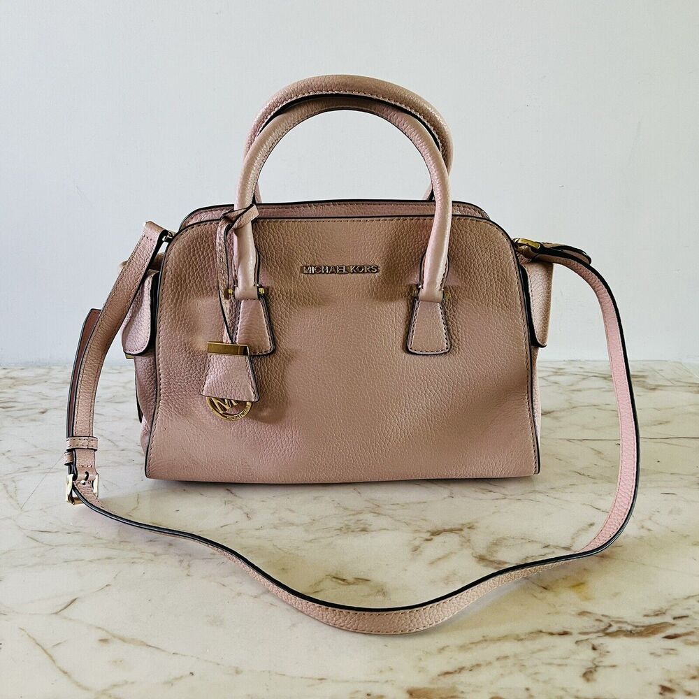 MICHAEL KORS Harper Blossom Baby Pink Leather Medium Satchel Crossbody Bag